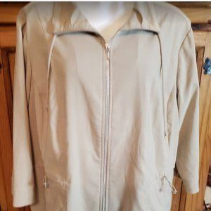 CJ Banks Women's Plus Size 2 X Beige Tan Ivory Jacket Blazer Zip